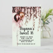 Rosa Mink Rose Gold Lights Rustikale Ivy Sweet 16 Einladung (Stehend Vorderseite)