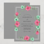Rosa Mint Bemalte Hochzeit Einladung (Vorne/Hinten)