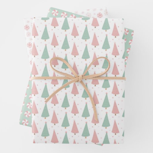 Rosa/Mint Feiertags-Geschenkpapierbögen Geschenkpapier Set (Beispiel)