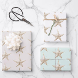Rosa Mint Grün Stern Ornamente Weihnachten Geschenkpapier Set