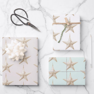 Rosa Mint Grün Stern Ornamente Weihnachten Geschenkpapier Set
