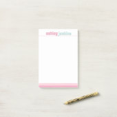 Rosa & Mint Moderne Namen, Minimalistisch Post-it Klebezettel (Auf Schreibtisch)