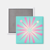 Rosa Mint Retro Starburst Glow Magnet (Vorderseite/Rückseite)