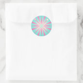 Rosa Mint Retro Starburst Glow Runder Aufkleber (Tasche)