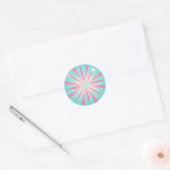 Rosa Mint Retro Starburst Glow Runder Aufkleber (Umschlag)