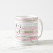 Rosa Mint Weiße Streifen Kaffeetasse (VorderseiteRechts)