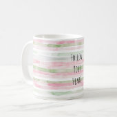 Rosa Mint Weiße Streifen Kaffeetasse (Vorderseite Links)