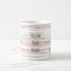 Rosa Mint Weiße Streifen Kaffeetasse