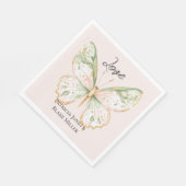Rosa Mintgrün Gold Schmetterling Hochzeit Serviette (Ecke)