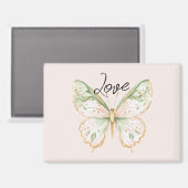 Rosa Mintgrün Gold Schmetterling Liebe Magnet (Vorderseite/Rückseite)