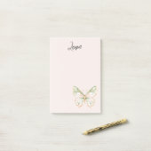 Rosa Mintgrün Gold Schmetterling Liebe Post-it Klebezettel (Auf Schreibtisch)