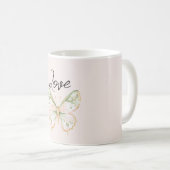 Rosa Mintgrün Goldener Schmetterling Kaffeetasse (VorderseiteRechts)