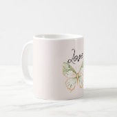 Rosa Mintgrün Goldener Schmetterling Kaffeetasse (Vorderseite Links)