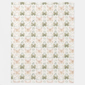 Rosa Mintgrüne Schmetterlinge  Fleecedecke (Vorderseite)