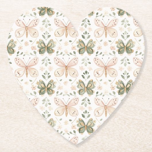 Rosa Mintgrüne Schmetterlinge Hochzeit Untersetzer (Vorderseite)