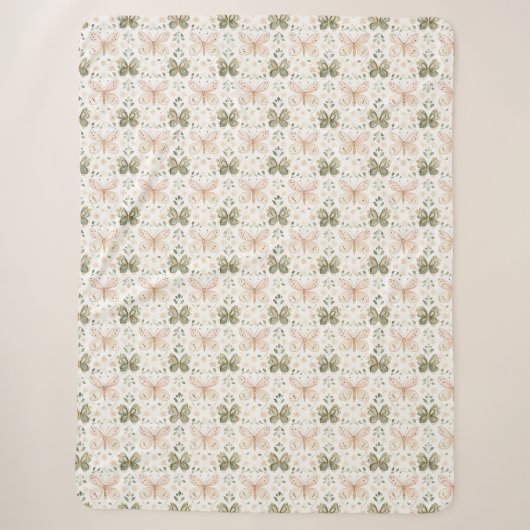 Rosa Mintgrüne Schmetterlinge  Sherpadecke (Vorderseite)