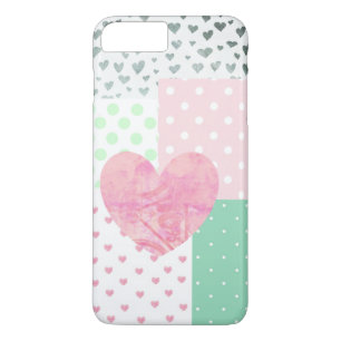 Rosa, mintgrüne und silberne Herzen-Handyhülle Case-Mate iPhone Hülle