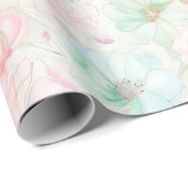 Rosa Minzblüten Geburtstag Geschenkpapier (Rolleneckpunkt)