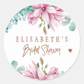 Rosa Minze, Aquarellkupfer Glitzer Brautparty Runder Aufkleber (Vorderseite)