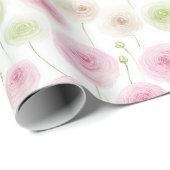 Rosa Minze Blumen-Ranunculus Geburtstag Geschenkpapier (Rolleneckpunkt)