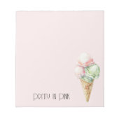 Rosa Minze-Eis-Waffel Notizblock (Vorderseite)