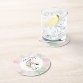 Rosa Minze Floral Weißes Pferd Geburtstag Runder Pappuntersetzer (Vor Ort)