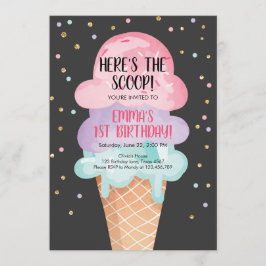 Rosa Minze Ice Creme Cone Confetti Geburtstag Einl Einladung