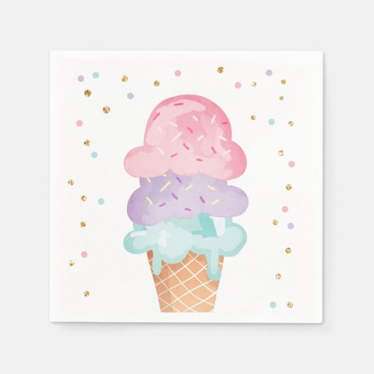 Rosa Minze Ice Creme Cone Confetti Papier Napkins Serviette (Vorderseite)