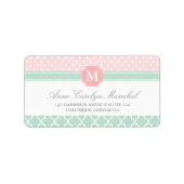 Rosa Minze | Polka Dots Marokkanisch | MIT MONOGRA Adressaufkleber (Vorne)
