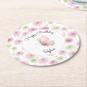 Rosa Minze Ranunculus Blumen Geburtstag Runder Pappuntersetzer (Angewinkelt)