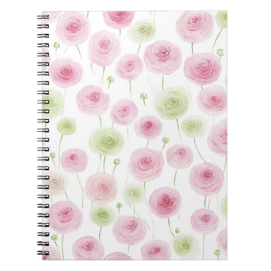 Rosa Minze Ranunculus Blumen Notizblock (Vorderseite)