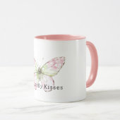 Rosa Minze Schmetterlings Küsse Tasse (VorderseiteRechts)
