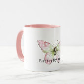 Rosa Minze Schmetterlings Küsse Tasse (Vorderseite Links)