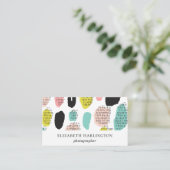 Rosa Minze schwarze Pinselstriche. Modernes berufl Visitenkarte (Stehend Vorderseite)