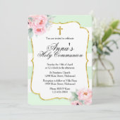 Rosa, Minze und Gold Einladung (Stehend Vorderseite)