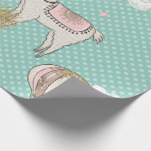 Rosa, Minze und Gold Glitzer Wüste Steampunk Llama Geschenkpapier (Ecke)