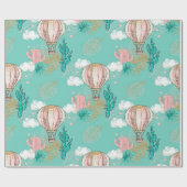 Rosa, Minze und Imitate Glitzer Gold Tropische Wüs Geschenkpapier (Flach)