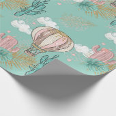 Rosa, Minze und Imitate Glitzer Gold Tropische Wüs Geschenkpapier (Ecke)