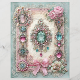 Rosa Minze Vintage-Junk-Journal-Schrappbuch-Papier