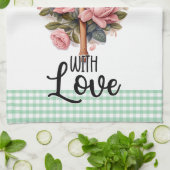 Rosa Minzgrün Diese Küche ist mit Liebe besetzt Geschirrtuch (Gefaltet)