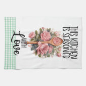 Rosa Minzgrün Diese Küche ist mit Liebe besetzt Geschirrtuch (Horizontal)