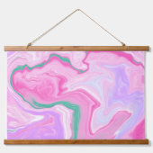 Rosa, Minzgrün, Lila, weißer Marmor Wandteppich Mit Holzrahmen (Vorne)