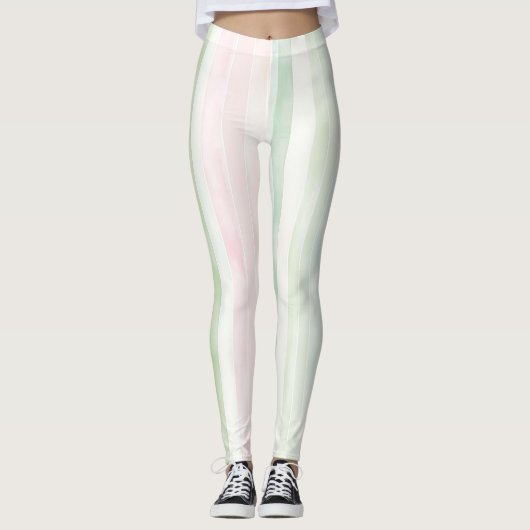 Rosa Minzstreifen Leggings (Vorderseite)