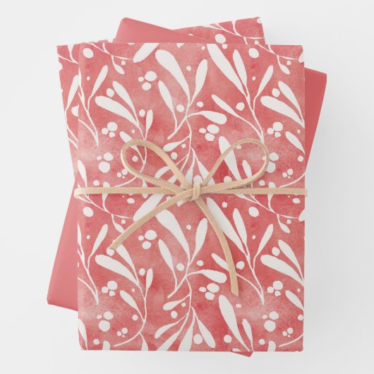 Rosa Mistletoe Geschenkwrap Flachblatt Set 3 Geschenkpapier Set (Beispiel)
