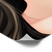 Rosa Mit Augen Brünetter Anime-Girl-Cartoon Poster (Ecke)