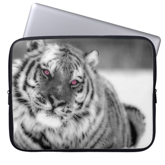 Rosa Mit Augen Tiger Laptopschutzhülle (Vorderseite)