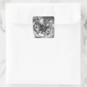 Rosa Mit Augen Tiger Quadratischer Aufkleber (Tasche)