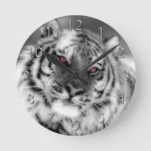 Rosa Mit Augen Tiger Runde Wanduhr