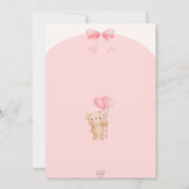 Rosa mit Bären und Ballons Babydusche Einladung (Rückseite)