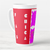 Rosa mit bestickter Textzeichnung Milchtasse (Linke Ecke)